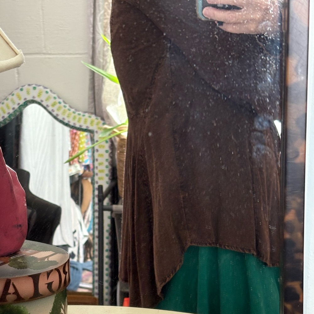 Brown Embroidered Button-Up Shirt western boho - Picture 7 of 9